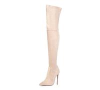 Women's Over The Knee Boots Daily Casual Solid Color Pointed Toe Long Boots Versatile Stiletto Heel Elastic Thigh Boots 12cm for Various Occasions