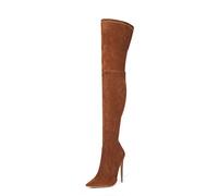 Women's Over The Knee Boots Daily Casual Solid Color Pointed Toe Long Boots Versatile Stiletto Heel Elastic Thigh Boots 12cm for Various Occasions