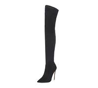 Women's Over The Knee Boots Daily Casual Solid Color Pointed Toe Long Boots Versatile Stiletto Heel Elastic Thigh Boots 12cm for Various Occasions