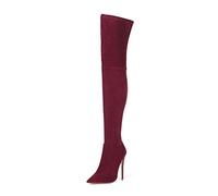 Women's Over The Knee Boots Daily Casual Solid Color Pointed Toe Long Boots Versatile Stiletto Heel Elastic Thigh Boots 12cm for Various Occasions