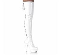 Women's Over The Knee Boots High Heels Leather Thigh High Boot Fashion Personality Lace-Up Stretch Nightclub Shoes,White,46