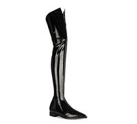 Womens Over The Knee Boots, Thigh High Heel Ladies,Flat Casual Fashion Boots Pointed Front Zipper Suitable for Daily Leisure, Dating, Masquerade, Party,Black,EU40
