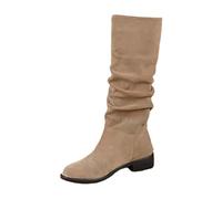 Women's over the Knee Flat Boots with Side Zip, Stretch Suede Thigh High Boots for Women, Slip Resistant Sole, Soft Lining Tall Boots, Minimalist Design, Round Toe, Flexible Comfort Fit