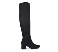 Womens Over The Knee High Boots Ladies Low Heel Square Toe Stretch Calf Black Faux Suede Thigh High Size 3
