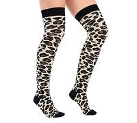 Womens Over the Knee High Leopard Printed Socks Ladies Trendy Animal Print Long Stocks for Fashion, Cosplay, Party, or Everyday Statement Style Wear Socks