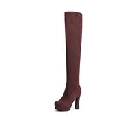 Women's Over The Knee Suede Boots, Chunky Heel for Nightclub and Catwalk, Plus Size Pole Dancing High Heels
