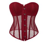 Women's Overbust Lace Womens Waist Trainer Cincher Duty Boned Underbust Waspie Mesh Corset Gargles for Women (Red, L)