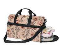 Womens Overnight Bag Weekender Bags for Women Carnation Flowers Travel Duffle Bags with Shoes Compartment Sage Green, Sage Green, 20.5×13.6×10 inches