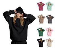 Women's Oversize Travel Hoodie with Integrated Eye Mesh & Hidden Pockets - Long Sleeve Hoodie for Air Travel, Unisex Cotton Fleece, Sporty with Elastic Band, @3, 3XL