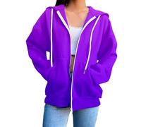 Women's Oversize Zip Hoodie Y2K Style Cotton Hooded Jacket with Zip Pocket, Long Sleeve Sweatshirt for Autumn/Winter, Casual Streetwear, Sport Style, S-3XL, Comfortable, Elegant, Thin Sports Jackets