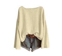 Women's Oversized Boat Neck Long Sleeve Blouse, Lightweight Loose Fit Casual Pullover Top, Soft Breathable Fabric with Relaxed Silhouette, Versatile for Everyday Wear