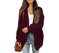 Women's Oversized Chunky Knit Cardigan with Pockets, Open Front Batwing Sleeve Sweater, Casual Loose Fit Long Sleeve Outerwear Hot Pink