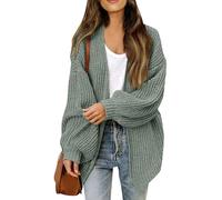 Women's Oversized Chunky Knit Cardigan with Pockets, Open Front Batwing Sleeve Sweater, Casual Loose Fit Long Sleeve Outerwear Gray