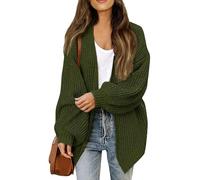 Women's Oversized Chunky Knit Cardigan with Pockets, Open Front Batwing Sleeve Sweater, Casual Loose Fit Long Sleeve Outerwear Mint Green