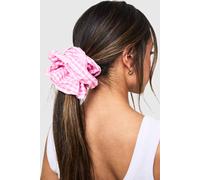Womens Oversized Contrast Stitch Gingham Scrunchie - Pink - One Size, Pink