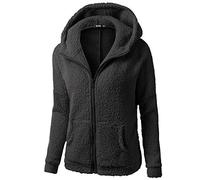 Women's Oversized Cotton Sweatshirt with Zip, Large Size Jacket, Plain Colour, Thermal Fleece Lined Jacket, Autumn Winter Hoodie, Thick Warm Coat, Black, 5XL