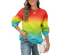Womens Oversized Gradient Sweatshirts Crewneck Long Sleeve Tops Pullover Fall Fashion Clothes