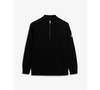 Women's oversized half-zip knit trucker collar Superdry Noir M