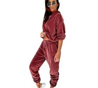 Women's Oversized Hooded Velour Tracksuit 2 Piece Baggy Plain Velvet Lounge Wear Set, Plus Size Loungewear for Ladies (Rust Red, S)