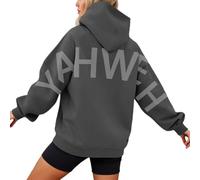 Women's Oversized Hoodie with Spiritual Message, Hoodie with Large Lettering on the Back, Casual Sweatshirt in Urban Streetwear Style for Autumn and Winter, style_d06 gray, 5XL