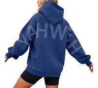 Women's Oversized Hoodie with Spiritual Message, Hoodie with Large Lettering on the Back, Casual Sweatshirt in Urban Streetwear Style for Autumn and Winter, style_d09 blue, 3XL