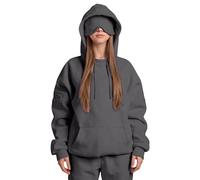 Women's Oversized Hoodies Built In Eye Mask Comfort Airplane Mode Travel Hoodie Zippered Pocket On The Cuff Fleece Ladies Hooded Sweatshirts Hoody Pullover With Hidden Pockets Soft Sweatshirt Grey