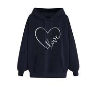 Womens Oversized Hoodies Casual Long Sleeve Drawstring Pullover Tops Heart Pattern Printed Hooded Sweatshirts with Pocket Girls' Festival Outfits Athletic Sweat Shirts Large 8-18