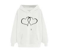 Womens Oversized Hoodies Casual Long Sleeve Drawstring Pullover Tops Heart Pattern Printed Hooded Sweatshirts with Pocket Girls' Festival Outfits Athletic Sweat Shirts Large 8-18
