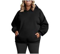 Womens Oversized Hoodies Sweatshirts,Solid Fleece Long Sleeve Pullover Hooded Sportswear Tops,Ladies Fall Winter Warm Hoody Comfort Plus Size Jumpers with Kangaroo Pocket Sweaters, Size L-5XL