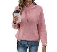Women's Oversized Knitted Hoodies - Ladies Drawstring Hoodies Warm Solid Color Knitwear Winter Pullover Sweatshirt Casual Comfortable Fit Plus Size Activewear