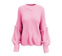 Women's Oversized Knitted Jumper with Wide Sleeves - Casual Chunky Knit Jumper | Cosy Batwing Sleeve Pullover for Autumn, style_a04 red, M