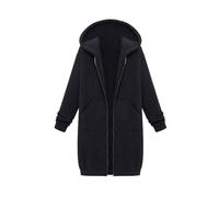 Women's Oversized Long Autumn Sweatshirt - Women's Chic Winter Sweatshirts With Hood Coat Zippered Casual Coats Loose Hoodie Large Size Clothing Solid Colour Loungewear Xxxxxl Sweatshirt, Black, XXL