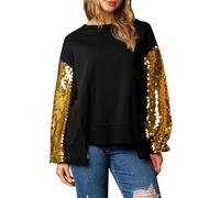 Women's Oversized Long Sleeve Sweatshirt - Women's Large Size Sweatshirt Long Sleeve Assemble Sweatshirts Sequins Personalized Coat 2025 New Coats Versatile Jacket Sweatshirt, gold, S