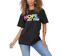 Womens Oversized Nope Not Today Print Tee Ladies Summer Short Sleeve Round Neck Casual Baggy T Shirt