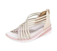 Women's Oversized Sandals Wedge Breathable Adult Sports Woven Fishmouth Shoes Roman Sandals Sandal for Men (White, 6.5)