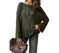 Women's Oversized Sheer Mesh Knit Sweater Loose Long Sleeve Tunic Pullover Top Hollow Lightweight Beach Jumpers(Dark Green,S)