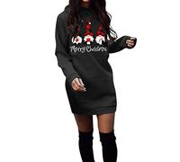Womens Oversized Sweatshirt Dress Long Oversized Crew Neck Sweatshirts Christmas Print Wine Glass Graphic Jumpers Christmas Costume for Cocktail Party