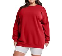 Womens Oversized Sweatshirt Fleece Crewneck Pullover Sweater Ladies Jumper Basic Loose Casual Sweat Tops Solid Color Warm Top Autumn Winter Longline Sweatshirts for Women UK Plus Size