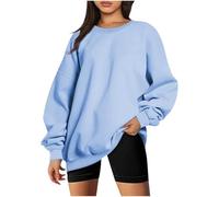 Women's Oversized Sweatshirts Autumn Winter Warm Jumpers Fleece Lined Tunic Tops Solid Color Pullover Round Neck Sweaters Casual Loose Long Sleeve Tops Loungewear Basic Trendy Blouses Y2k Clothes