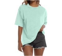 Womens Oversized T Shirt 100 Cotton Tees Oversized Washed Tops 2025 Trendy Gym T Shirts Walking Holiday Travel Vintage Tees Plus Size Light Green