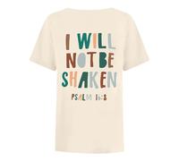 Women's Oversized T-Shirt with Christian Statement Saying - Casual Top with I Will Not Be Shake Print and Bible Verse, style_t01 beige, L
