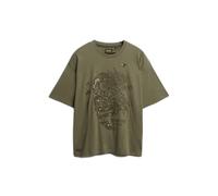 Superdry Tattoo Embellish Oversized Short Sleeve T-shirt Green M Woman