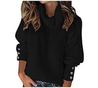 Womens Oversized Turtleneck Cream Sweaters Loose Ladies Jumper Plain Pullover Stand Collar Casual Thermal Warm Sweatshirts