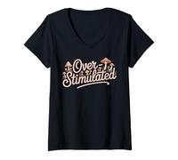 Women's Overstimulated - Funny Cottagecore Introvert Saying V-Neck T-Shirt