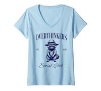 Womens Overthinkers Social Club Overthinking Anxiety V-Neck T-Shirt