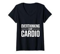 Women's Overthinking is My Cardio Funny Anxiety V-Neck T-Shirt