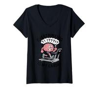Womens Overthinking Is My Cardio - Funny Anxiety Workout Brain V-Neck T-Shirt