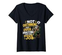 Women's Overthinking is My Job Funny Graphic V-Neck T-Shirt
