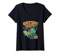 Womens Overtime Queen Zombie V-Neck T-Shirt