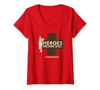 Womens Overwatch 2 Mercy Heroes Never Die! Logo V-Neck T-Shirt